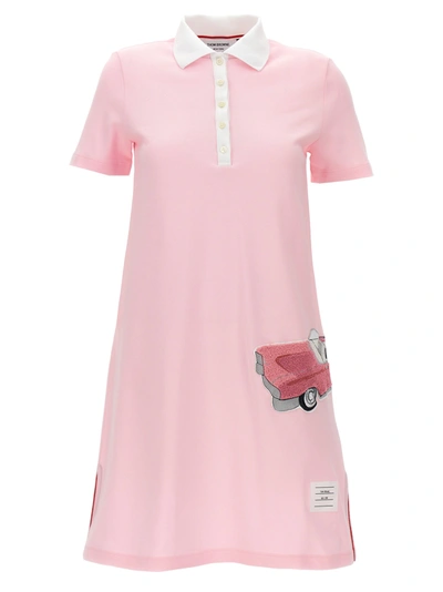 Thom Browne Cotton Polo Minidress In Pink