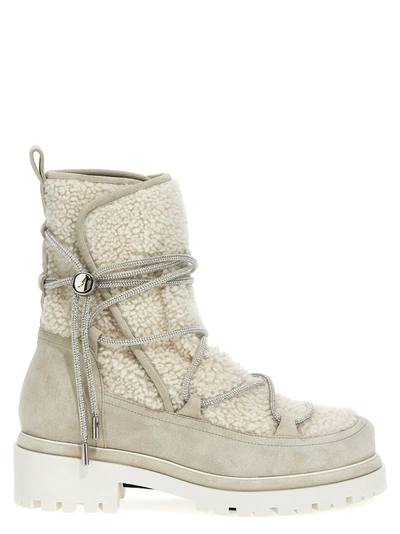 René Caovilla Aspen Suede And Shearling Hiking Boots In Neutrals