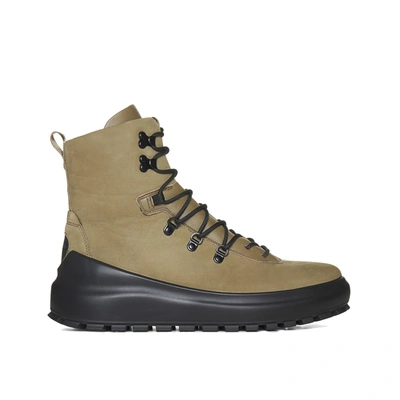 Stone Island Lace-up Suede Boots In Khaki