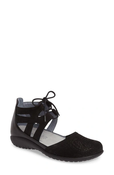 Naot Kata Lace-up Sandal In Black Leather