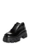 Prada Monolith Sharp Leather Lug-sole Lace-up Shoes In Black