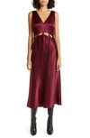 Jason Wu Sleeveless Cutout Tie-front Midi Dress In Bordeaux