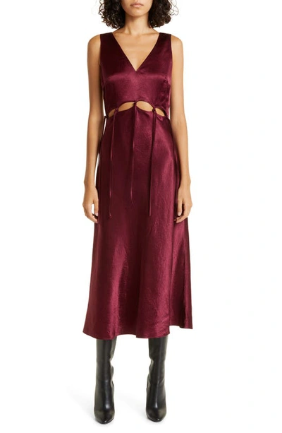 Jason Wu Sleeveless Cutout Tie-front Midi Dress In Bordeaux