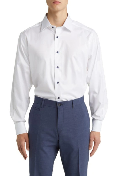 David Donahue Trim Fit Super Fine Twill Dress Shirt In White