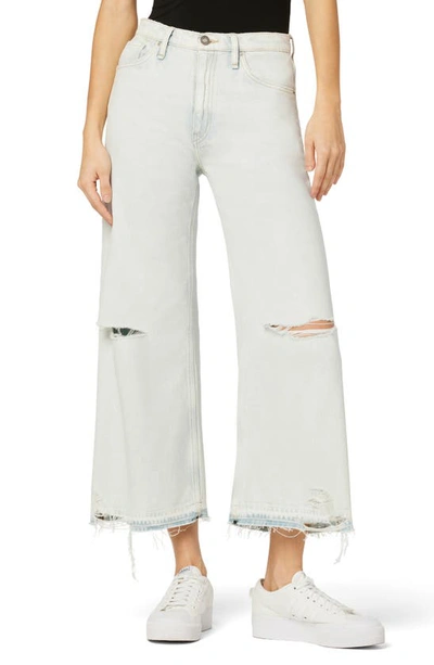 Hudson Jodie Ripped High Waist Ankle Wide Leg Jeans In White