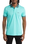 Hugo Boss Paddy Tipped Polo In Open Green