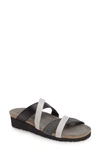 Naot Roxana Strappy Slip-on Sandal In Black/ Grey Fabric