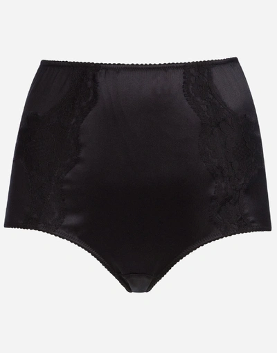 Dolce & Gabbana Culottes In Satin With Lace In Black