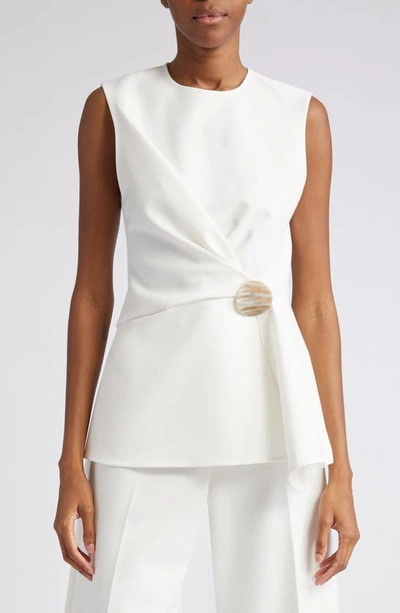 Lela Rose Asymmetrical Top With Button Detail In Ivory