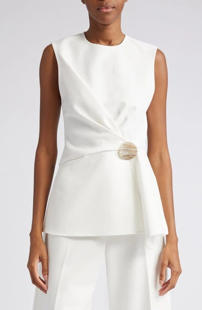 Lela Rose Asymmetrical Top With Button Detail In Ivory ModeSens