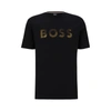 Hugo Boss Monogram-filled Logo T-shirt In Interlock Cotton In Black