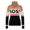 Hugo Boss X Perfect Moment Logo Sweater In Merino Wool In Beige