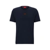 Hugo Boss Regular-fit Cotton T-shirt With Red Logo Label In Dark Blue