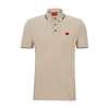 Hugo Cotton-piqu Slim-fit Polo Shirt With Logo Label In Light Beige