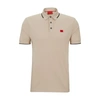 Hugo Boss Cotton-piqu Slim-fit Polo Shirt With Logo Label In Light Beige