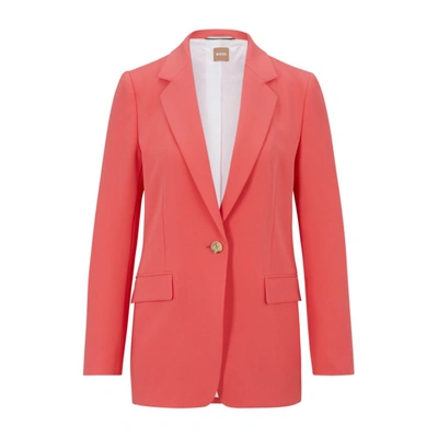 Hugo Boss Regular-fit Jacket In Japanese Crepe With Natural Stretch In Pink