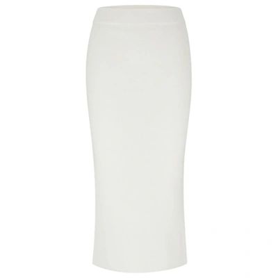 Hugo Slim-fit Knitted Midi Skirt With Wool And Alpaca In White