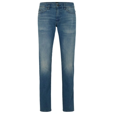Hugo Boss Slim-fit Jeans In Super-soft Blue Stretch Denim In Turquoise