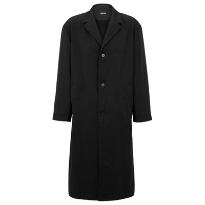 Hugo Boss Relaxed-fit Coat In Pure Silk In Black ModeSens - Main Image