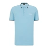 Hugo Boss Cotton-blend Polo Shirt With Contrast Details In Light Blue