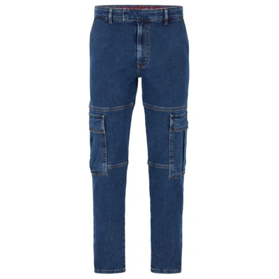 Hugo Tapered-fit Jeans In Blue Knitted Denim