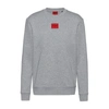 Hugo Cotton-terry Sweatshirt With Red Logo Label In Grey