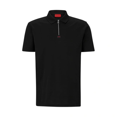 Hugo Deresom 223 Zip Polo T Shirt Black