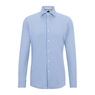 Hugo Boss Slim-fit Shirt In A Cotton Blend In Blue