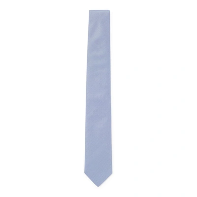 Hugo Boss Pure-silk Tie With Jacquard-woven Micro Pattern In Blue