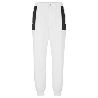 Hugo Boss Relaxed-fit Tracksuit Bottoms With Contrast Inserts In White