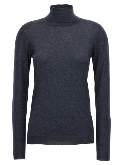 Brunello Cucinelli Cashmere-blend Turtleneck Sweater In Blue