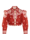 Zimmermann High Tide Cropped Printed Linen And Silk-blend Top