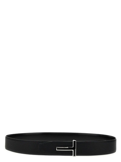 Tom Ford Logo Leather Belt Belts Black