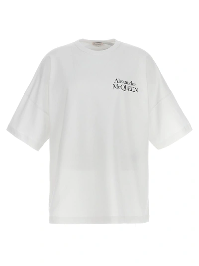 Alexander Mcqueen Logo Print T-shirt White/black In Multicolor