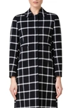 AKRIS CHECK STRETCH WOOL DOUBLE FACE COAT