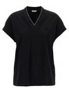 Brunello Cucinelli Short-sleeve T-shirt With V-neckline In Black