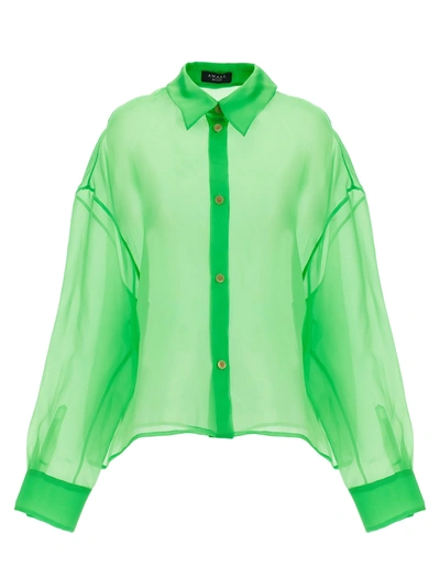 A.w.a.k.e. Sheer Silk-organdy Shirt In Green