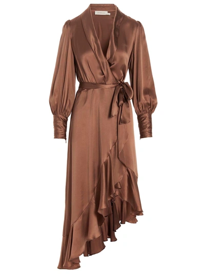 Zimmermann Silk Wrap Midi Dress In Blush