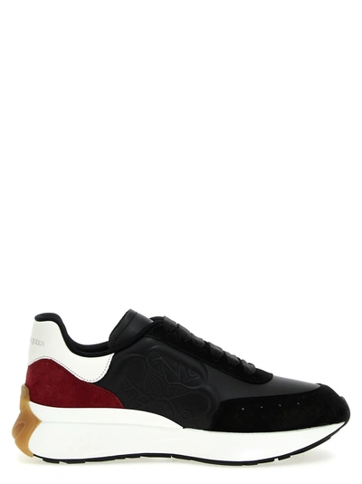 Alexander Mcqueen Sprint Runner Logo-embossed Leather Low-top Trainers In Black/multicolor