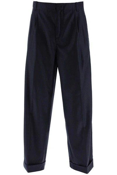 Etro Wide-leg Cropped Trousers In Blu (blue)