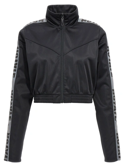 Rotate Birger Christensen Logo-tape Cropped Recycled-polyester Jacket In Black