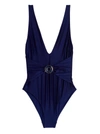 Zimmermann Plunge Circle Link Swimsuit In Navy Blue