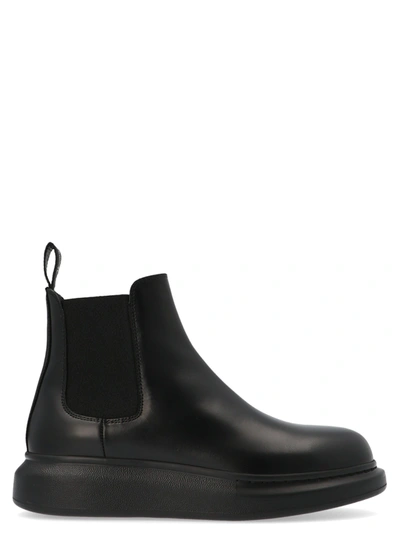 Alexander Mcqueen Hybrid Chelsea Leather Boots In Black