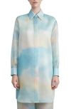 Lafayette 148 Oversized Shirt Tunic In Liberty Green Multi