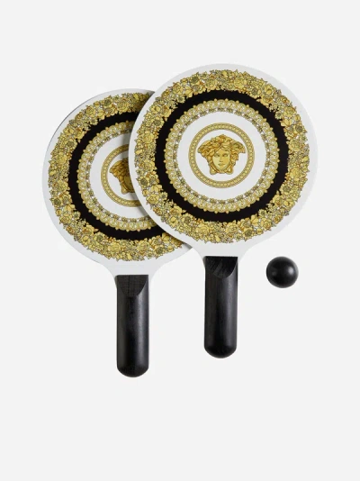Versace Home Crete De Fleur Wooden Racket Set In Black,gold
