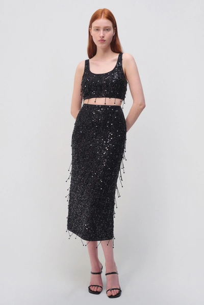 Jonathan Simkhai Gisele装饰迷笛铅笔半身裙 In Black