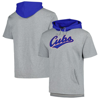 MITCHELL & NESS MITCHELL & NESS HEATHER GRAY CHICAGO CUBS POSTGAME SHORT SLEEVE PULLOVER HOODIE