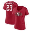 Fanatics Branded Christian Mccaffrey  Scarlet San Francisco 49ers Player Icon Name & Number V-neck T In Scarlet