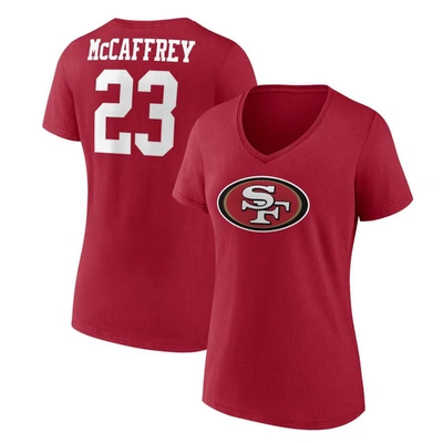 Fanatics Branded Christian Mccaffrey  Scarlet San Francisco 49ers Player Icon Name & Number V-neck T