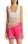Veronica Beard Nabella Knit Wavy Tank In Beige Multi